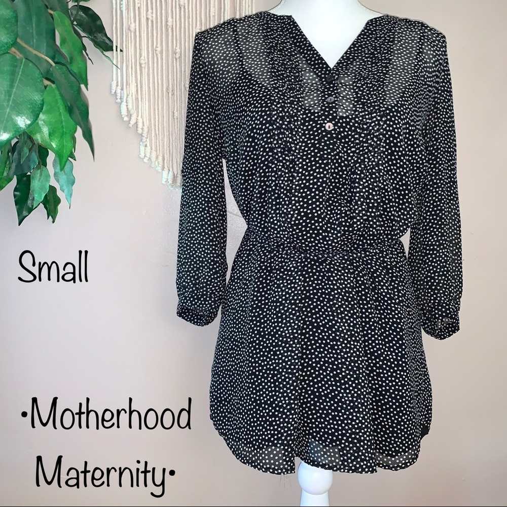 Motherhood Maternity Black Polka Dot Shirt, Small